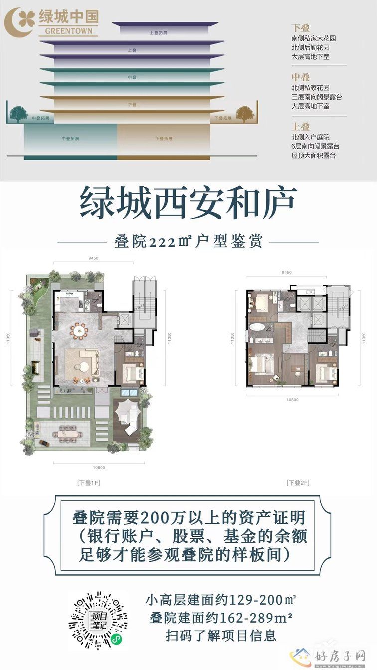 绿城西安和庐（绿城桂语云境） 叠院222㎡户型鉴赏(图1)