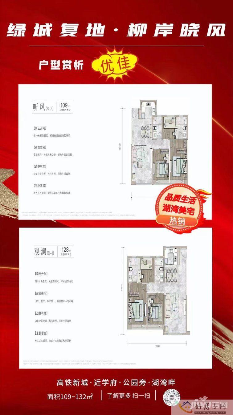 高铁新城 绿城复地柳岸晓风 109/128m²户型赏析(图1)