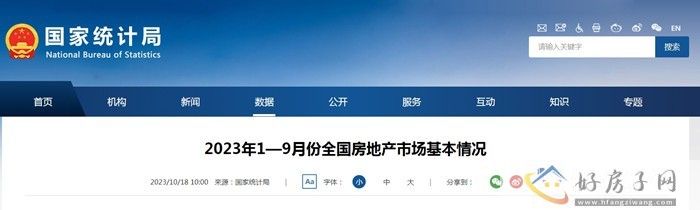 2023年1—9月份全国房地产开发投资同比下降9.1%            </h1>(图1)